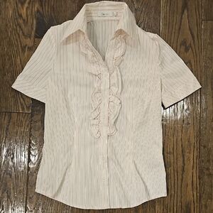 Vintage G2000 Cream Ruffled Short-Sleeve Blouse
